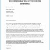 employee letter of recommendation